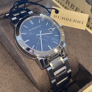 Burberry Men Luxury Blue Check Dial Watch BU9031